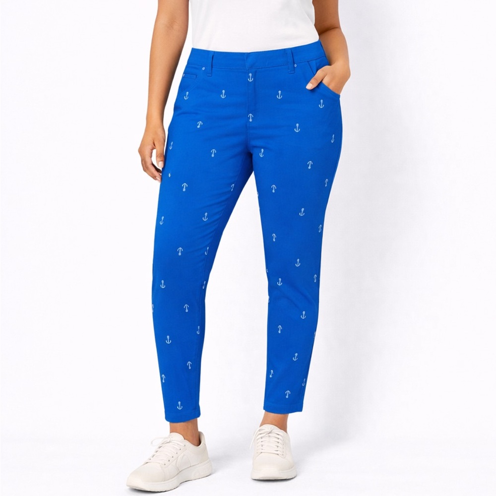 Old Navy Blue Anchor Print Pants Size 12 Regular